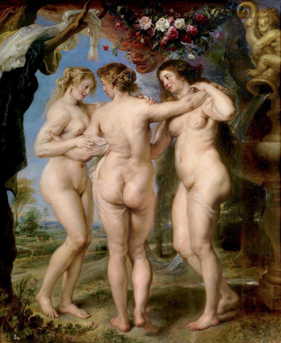 Три грации 1634 год. Музей Прадо, Мадрид. Рубенс Питер Пауль