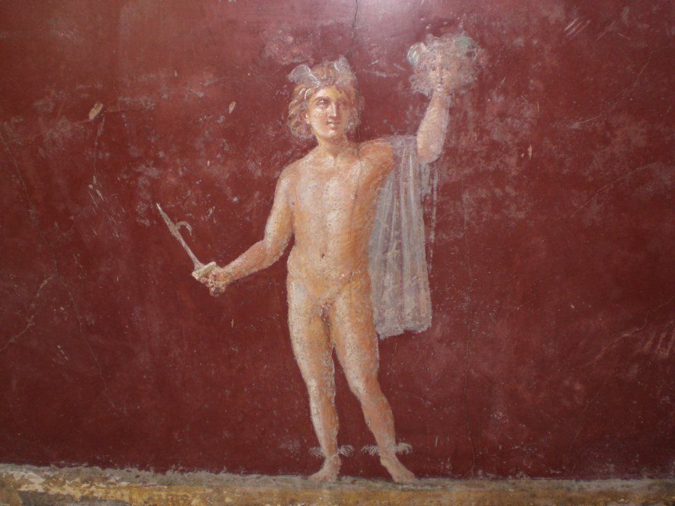 Древнеримская фреска «Персей с головой Медузы Горгоны». Вилла Сан-Марко в Стабиях. I век до н. э.
