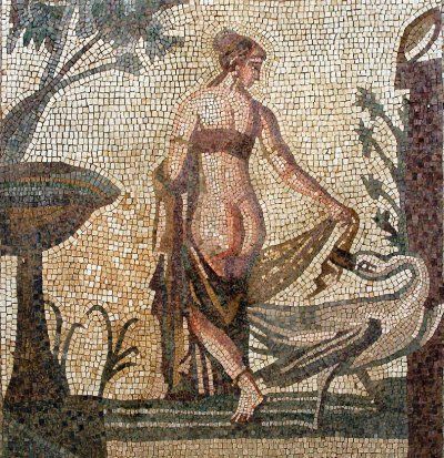 Мозаика из Кипра «Леда и лебедь» в Куклии. 3-й век нашей эры. Палео Пафос.