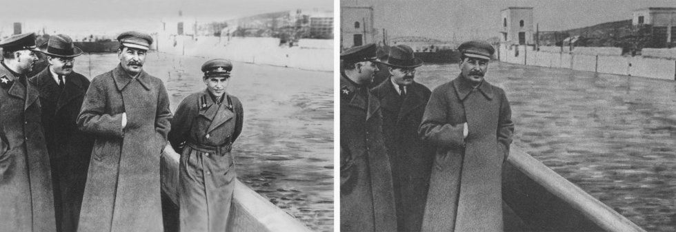 Фото Н. Власика. Слева оригинал от 22 апреля 1937 года, справа версия 1938 года