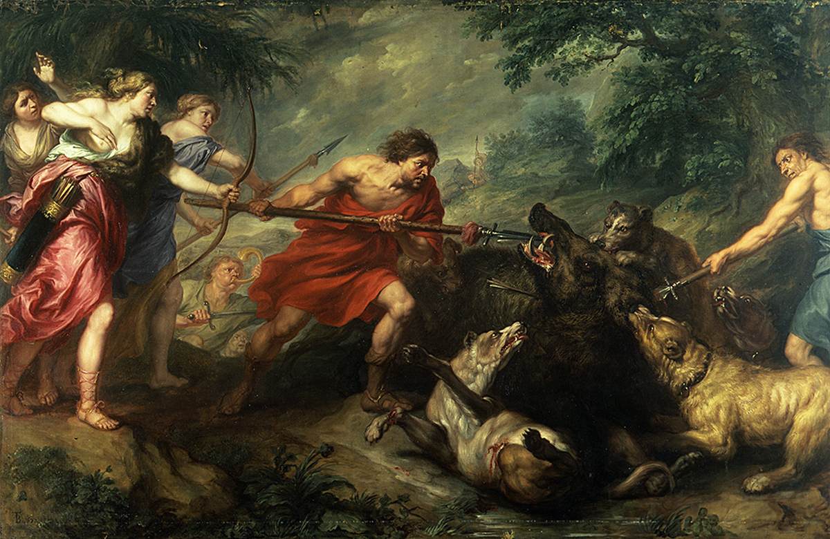 Мелеагр убивает калидонского вепря, 1677. Теодор Бойерманс.