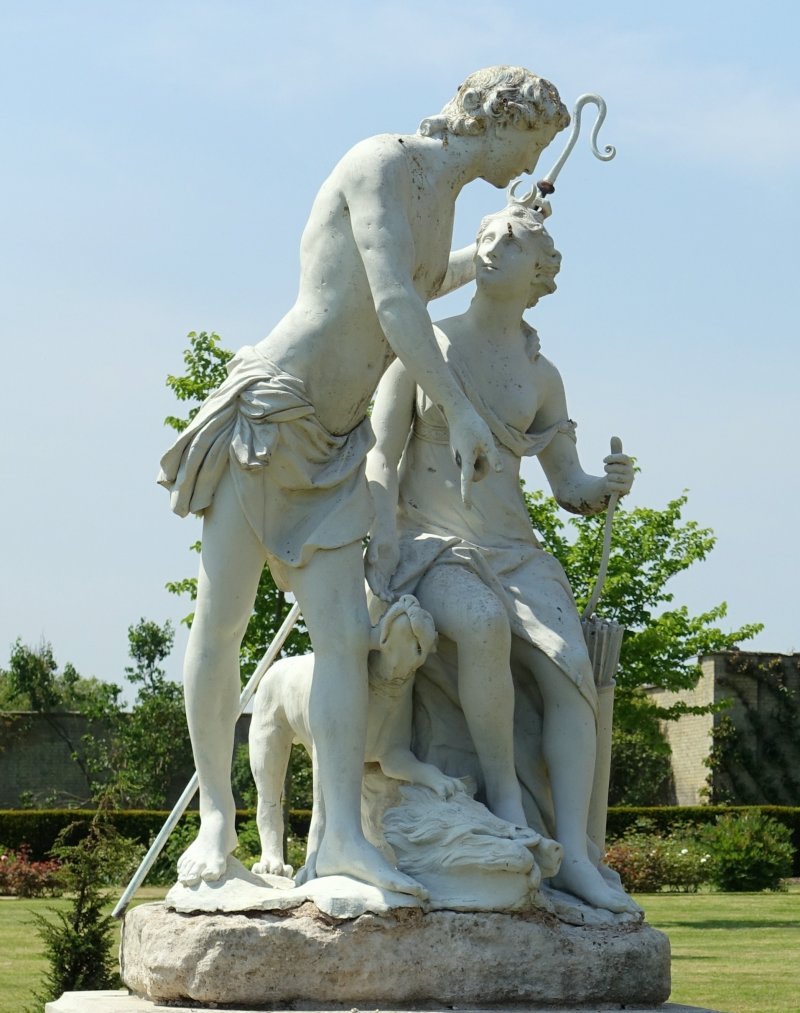 Скульптура Аталанта и Мелеагр (Диана и Эндимион), ок. 1720. Джон Чир (John Cheere; 1709–1787). Вестпарк, Бедфордшир, Англия