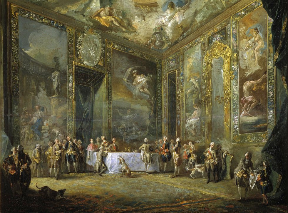Луис Парет-и-Алькасар, Карл III, обедающий перед двором (ок. 1775 г.)