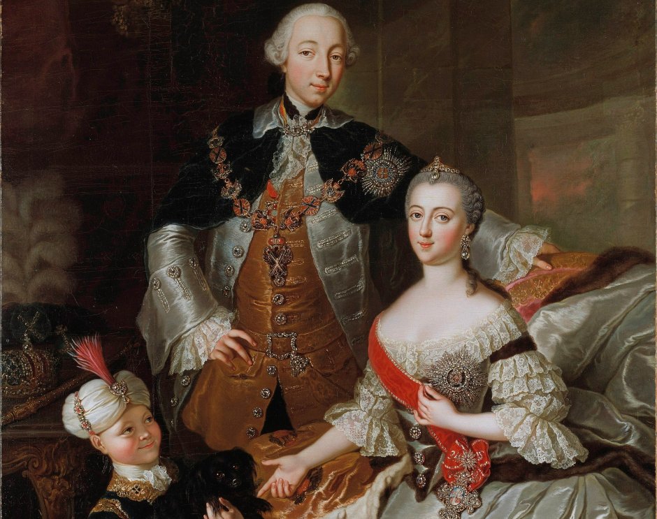 Пётр III и Екатерина II с пажем