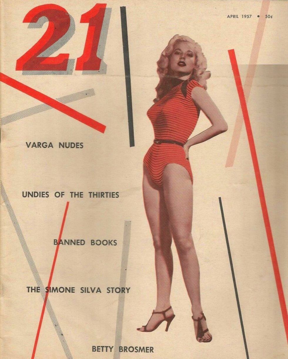 Бетти Бросмер на обложке журнала «21», Апрель 1957 года. Художник: Альберто Варгас