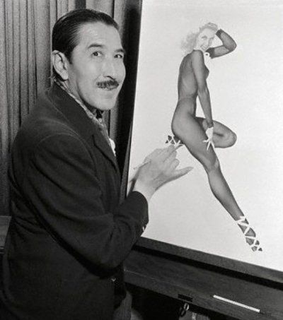 Альберто Варга вносит последние штрихи на одну из своих знаменитых картин. 13 феврая 1946 года