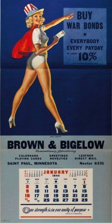Календарь «Brown & Bigelow» с иллюстрацией Эрла Морана. Январь 1944