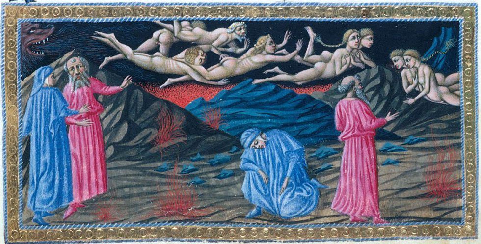 Приамо делла Кверча. Паоло и Франческа. Иллюстрация к V книге «Ада». Ок. 1450