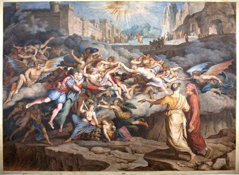 Джозеф Антон Кох: Данте и Вергилий во втором круге Ада, 1823