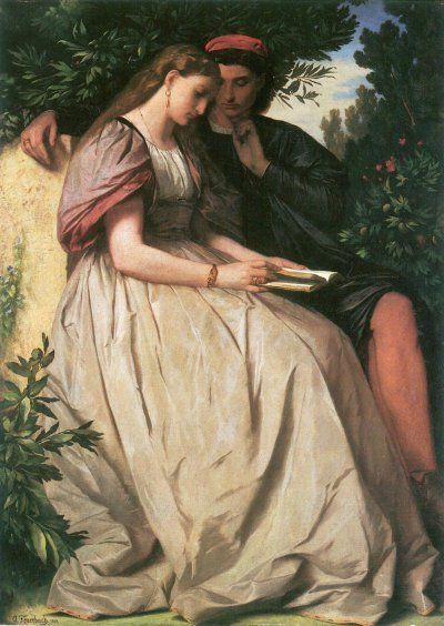 Ансельм Фейербах, Молодые любовники обнаруживают взаимную любовь, читая роман Ланселота. 1864 год