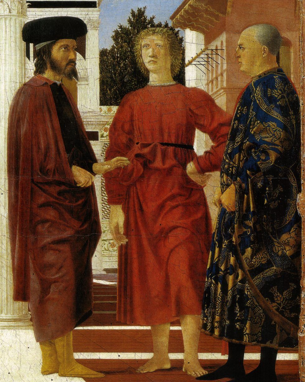 Картина Пьеро делла Франческа (1417 – 1492), «Flagellazione». Никколо III изображен справа