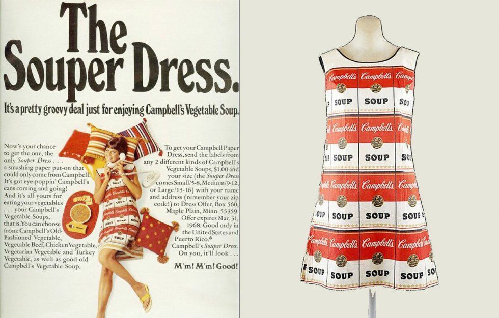 Бумажное платье «Souper Dress» 1967 года для рекламы супа Campbell’s Soup