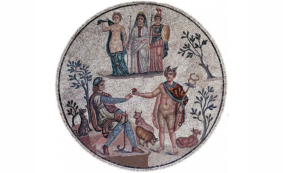 Мозаика изображающая «Суд Париса» времен Римской империи
