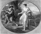 Влюблённые Эзоп и Родопис на гравюре 1782 года